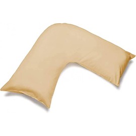 Easy Care V Shaped Pillowcase Plain Dyed Polycotton Machine Washable V Pillow Cover - Pack of 1 (Latte)