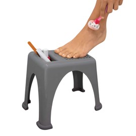 Easy Reach Foot Rest for Shower & Pedicures – Safe Non-Slip Stool for Shaving Legs, Foot Care, Nail Polish & Grooming – Small, Stackable, Drainable Pocket, Rubber Feet – Made in USA