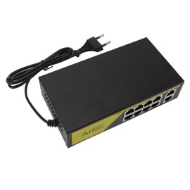 AI POE Switch 8 POE Ports and 2 Uplink 100Mbps High Speed 120W Metal Power Supply Ethernet Network Switch Extend 250M AC110 to 240V EU Plug