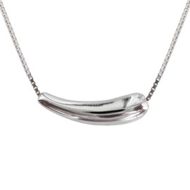 Hiqmic 925 Sterling Silver Cute Cucumber Bar shape Pendant Necklace White Gold Plated Jewelry Gifts for Women 16" WK99089 Silver