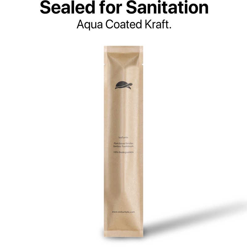 Sea Turtle Plant-Based Bristles, Soft Bamboo Toothbrushes, Individually Sealed (10