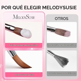 MelodySusie Juego de 3 Pinceles para Uñas Acrílicas (Tallas 8, 10 Y 14), Herramienta Profesional para Aplicar Acrílico, Polvos, Extensiones Y Tallado 