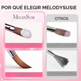 MelodySusie Juego de 3 Pinceles para Uñas Acrílicas (Tallas 8, 10 Y 14), Herramienta Profesional para Aplicar Acrílico, Polvos, Extensiones Y Tallado 