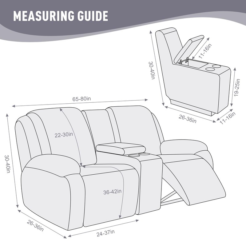 KinCam Loveseat Recliner Covers with Middle Console Slipcover, Recliner Sofa