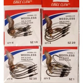 Eagle Claw Weedless Worm Hook #449WA sizes 1/0, 2/0, 3/0 & 1 Choose FREE S/H - 2 - 5 Per Pack
