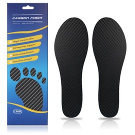 Carbon Fiber Insole 1 Pair Carbon Fiber Foot Plate for Hallux Rigidus, Limitus, Turf Toe, Arthritis, Fractures,Rigid Sole Shoe Insert for Sports, Hiking, Trekking（Black,Men12-12.5