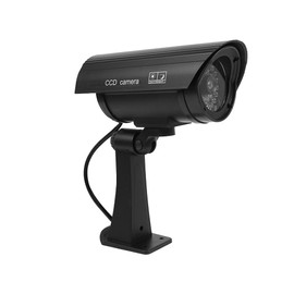 Laroal 2pcs Simulation Camera Waterproof Bullet Shape Black Simulation Security Camera Red Flashing LED Outdoor Surveillance Camera (Black)