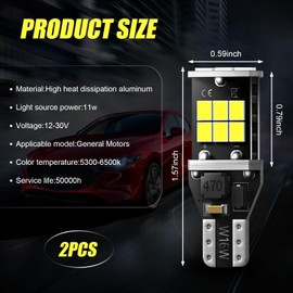 gunroil 2 Pack T15 2835 Car LED Reverse Light Bulb, High Power Vehicle Decoding Lights Kit, Universal Super Bright Waterproof Automotive Lighting Bulbs Replacement for Truck SUV Car (White Light)