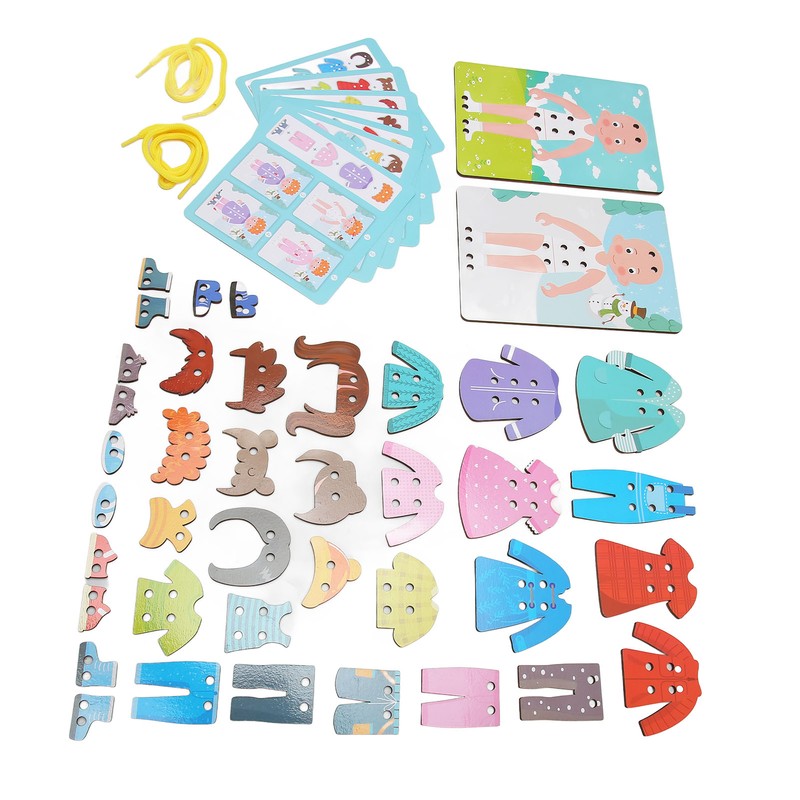 Wooden Lacing Threading Toys Clear Patterns Educational Wood Threading Panel