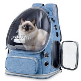 pawstrip Cat Backpack Carrier Transparent Pet Travel Carrier Airline Approved Bubble Backpack for Cats & Small Dogs, Breathable & Foldable for Hiking Outdoor Use
