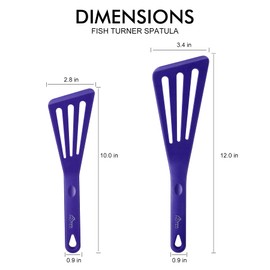 HOTEC Heat Resistant Silicone Slotted Fish Turner Spatula Set, Kitchen Cooking Spatulas, for Non Stick Cookware Dishwasher Safe Classic Blue, set of 2