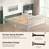 soges Full Bed with Headboard, Solid Wood Platform Bed for