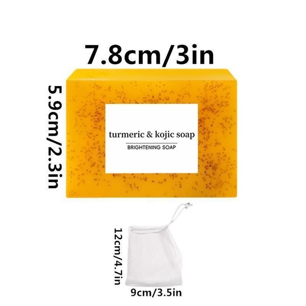 JAYSUING 3PCS Organic Lemon Turmeric Kojic Brightening Soap Bar，DarkSpot Remover,