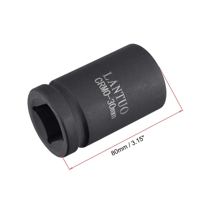 sourcing map 1" Drive by 30mm 6-Point Impact Socket, CR-MO