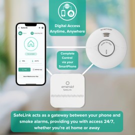 Emerald Home SafeLink - Smart Wi-Fi Enabled Gateway Links Emerald Smoke Alarms to Your Phone for Constant Access and Fire Security. Enjoy A Safer Home.