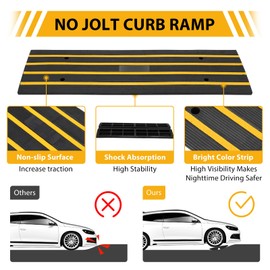 GarveeTech Curb Ramp Rubber Driveway Ramps 48"x16"x2.5"