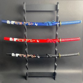 Musha 39" 8-Piece Wall Mount Sword Stand Easy to Assemble in Your Home Or Office in Black for Sword Displays and Collections (Sword NOT Included)