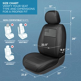 MotorBox American Black Flag Seat Covers for Trucks, Cars, & SUV - Napa Leather US Car Seat Covers American Flag Truck Accessories - Car Seat Cover American Flag Car Accessories Car Seat Protector