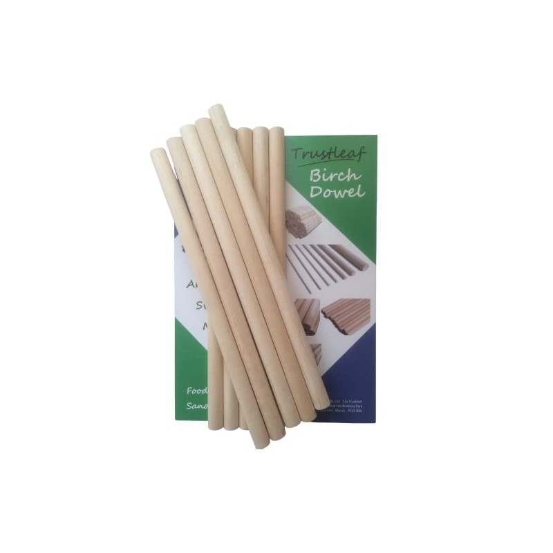 Trustleaf 16mm x 30cm Birch Hardwood Wooden Dowels (10 Dowels)