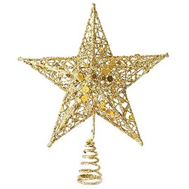 Christmas Tree Topper, Wire Gold Tree Star for Chirstmas Decoration (7.8 in)
