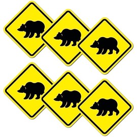 Pack of 6 Warning Stickers 5 x 5 cm Warning Bear UV Protection Laminated Waterproof Digital Print Warning