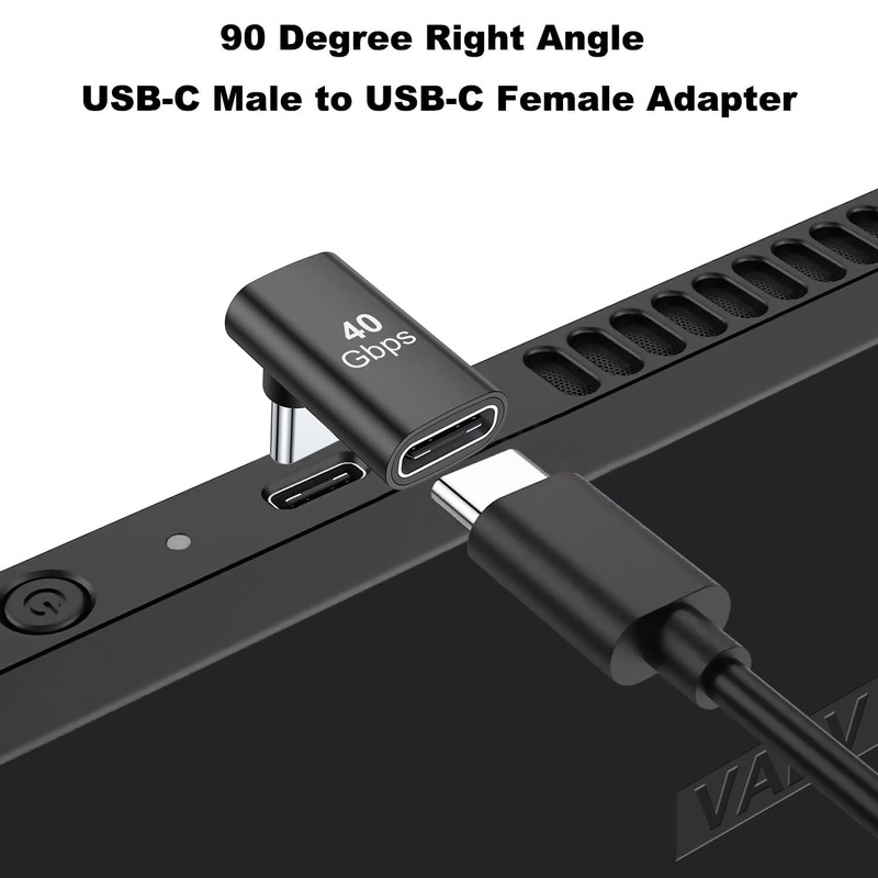 AreMe 90 Degree USB-C Male to Female Adapter, 2 Pack