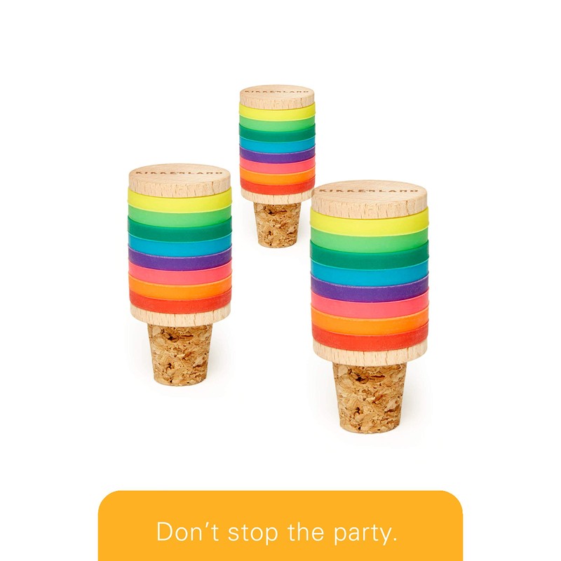 Kikkerland – Rainbow Wine Rings & Stopper - Multi Colour