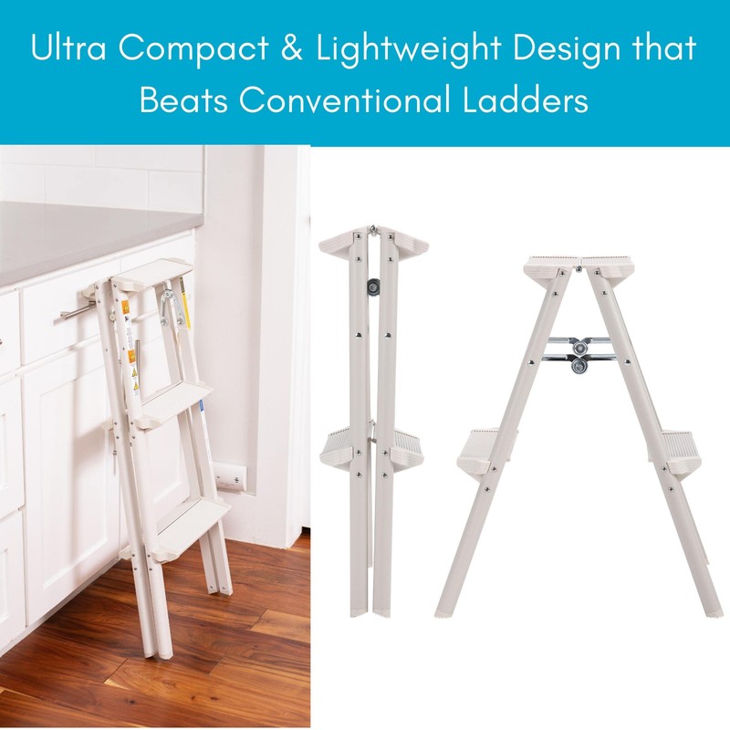 BIRDROCK HOME 2 Step Compact Steel Step Ladder - Sturdy