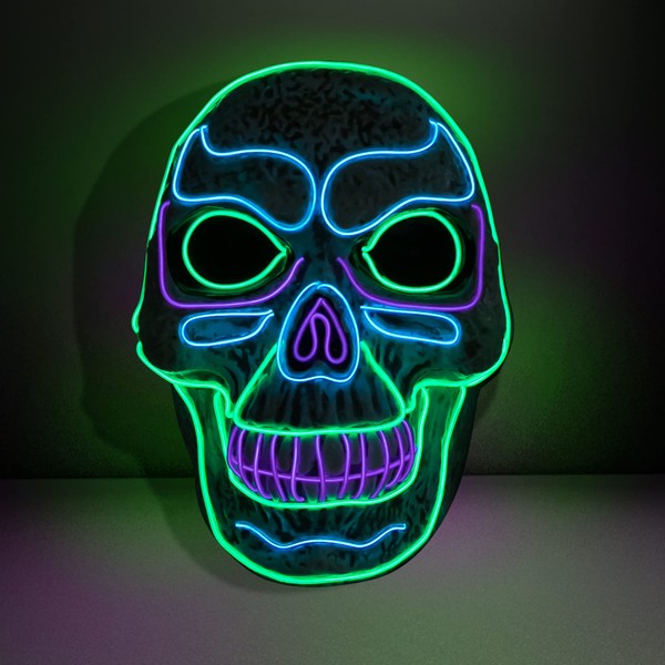 Spooktacular Creations Halloween LED Mask Light-up Skull Mask with 3 Lighting Modes for Halloween Costume and Party Supplies