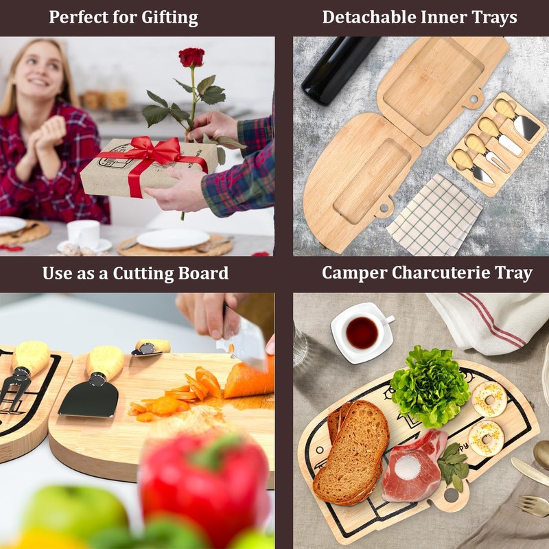 Foldable Bamboo Charcuterie Board Set - Unique Cheese Cutting Board
