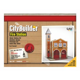 The CityBuilder FIRE Station Cardboard Model Making Kit - O Scale Model Railroad Building