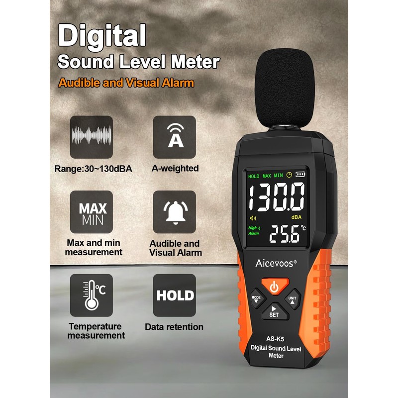 Aicevoos Dezibel Meter dB Meter Sound Level Meter Noise Level