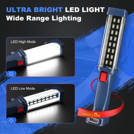 WARSUN LED Work Light Rechargeable, Portable Mechanic Trouble Light with1200 Lumens, COB worklight Magnetic Base, Cordless Floodlight for Car Repair, Camping, Hiking, 30w