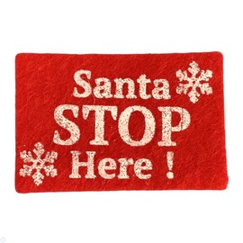 Melody Jane Dolls Houses Dollhouse Doormat Red Santa Stop Here Winter Christmas Front Entrance Rug