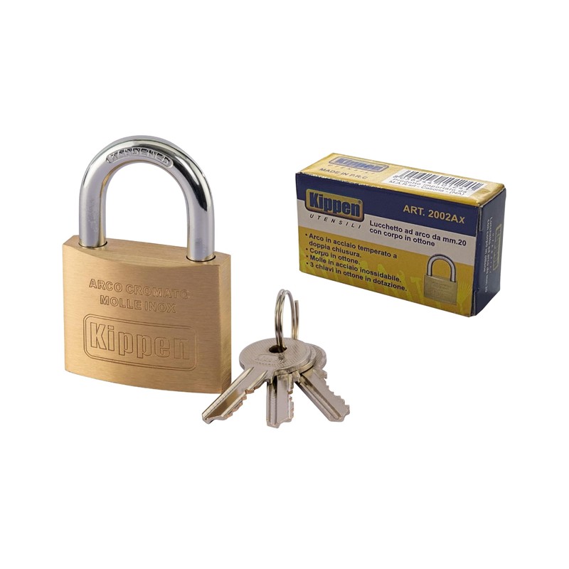 Kippen 2002AX 20mm Shackle Lock with Brass Housing