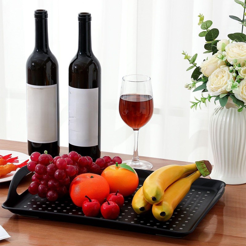 Uiifan 6 Pcs Non Slip Serving Tray with Handles 16.8