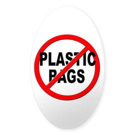 CafePress Anti/No Plastic Bags Oval Car Bumper Sticker