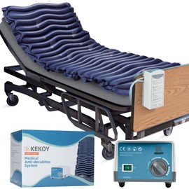 Kekoy Alternating Air Pressure Mattress Pad, Bed Sore Prevention, Hospital Bed Mattress Topper with Whisper Quiet Pump & Waterproof Heat Resistant Ulcer Cushion Pad for Home Use 75" x 36" Blue