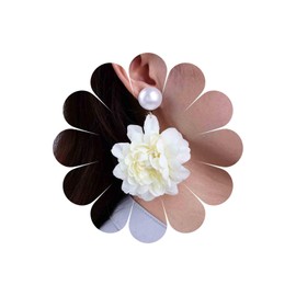 Inateannal Large Fabric Flower Earrings White Flower Dangle Earrings Exaggerated Large Fabric Floral Earrings Statement Pearl Flower Drop Earrings Colourful Flower Earrings Jewellery for Women, Zinc,