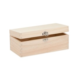 Glorex 6 1682 002 - Holzbox aus Kiefernholz, rechteckig, mit Verschluss, ca. 23 x 11 x 9 cm groß, FSC Mix, zum Bemalen, Bekleben oder Verzieren mit dem Brandmalkolben