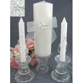 Porcelain Stephanotis Bouquet Wedding Unity Candle Set