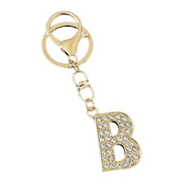 [Rigral] Initial Key Chain Bag Charm Alphabet Key Ring Carabiner Glitter, b