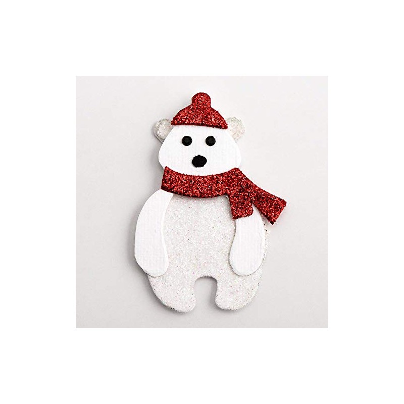 Glitter Polar Bears Christmas Craft Decorations (Pack of 6)