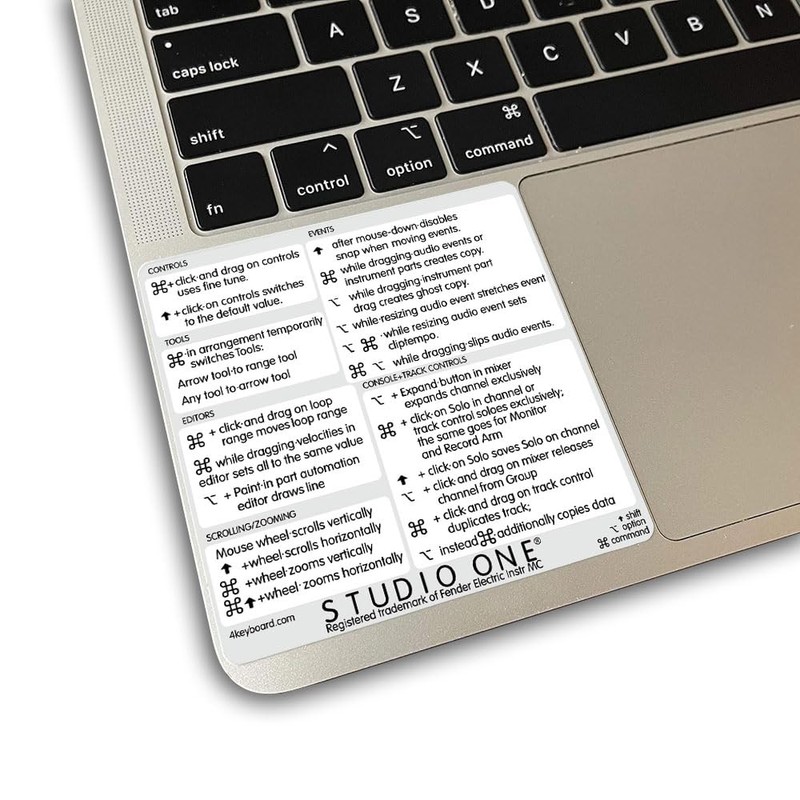 Reference Keyboard Hotkeys Sticky Labels for Mac OS Black, White