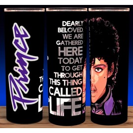 Prince Lets Go Crazy Purple Rain Cup Mug Tumbler 20oz with lid and straw