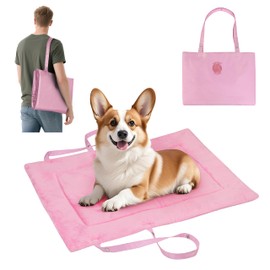 Catalonia Classic Waterproof Dog Mat, Portable Reversible Pet Travel Mat, Pet Cushion Pad with Handle for Small Medium Dogs Cats, Indoor or Outdoor, 80 x 60 cm, Pink
