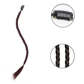 Clip in Braid Hair Extensions 6PC Baby Braids 18Inch Long Curtain Front Side Bang Natural Soft Synthetic Hairpieces for Women Kids Girls (Dark Brown)