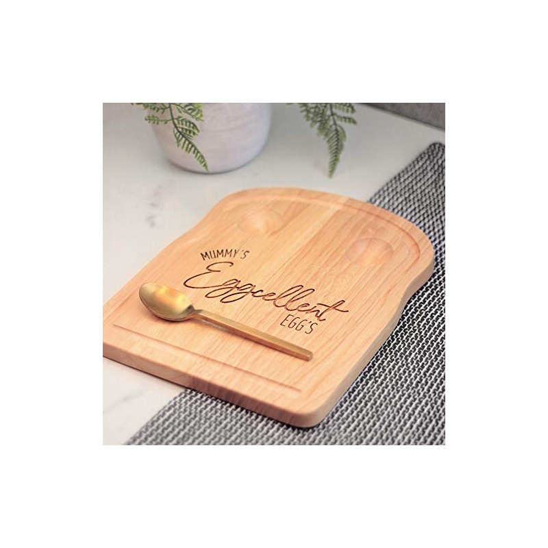 eBuyGB Engraved Breakfast Board, Mummy's Eggcellent Egg's, Egg & Soldiers