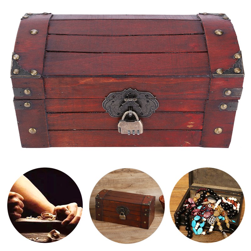 Vintage Wooden Storage Box Retro Hand Made Exquisite Jewelry Craft