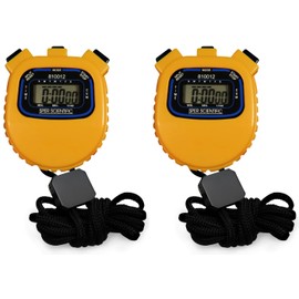Sper Scientific Water Resistant Stopwatch 810012 - Digital Timer with Split Interval Function, 12/24 Hour Alarm Clock & Calendar for Sports, Labs, Fitness, and More - 2 pc